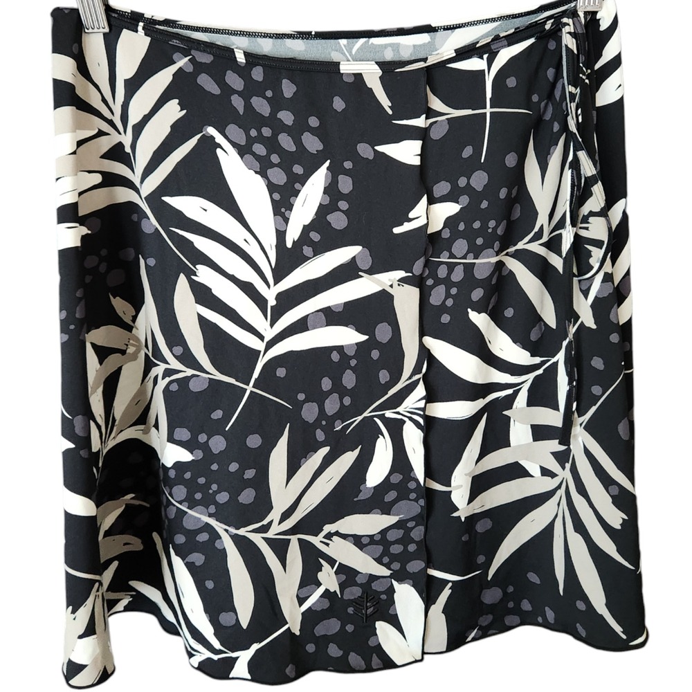 Coolibar UPF 50+ Convertible Wrap Mini Skirt Small Black Swim Cover Floral